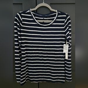 Nordstrom Caslon Brand Navy and White Striped Tee
